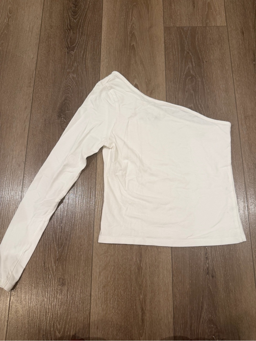 Topshop White One-Shoulder Long Sleeve Top